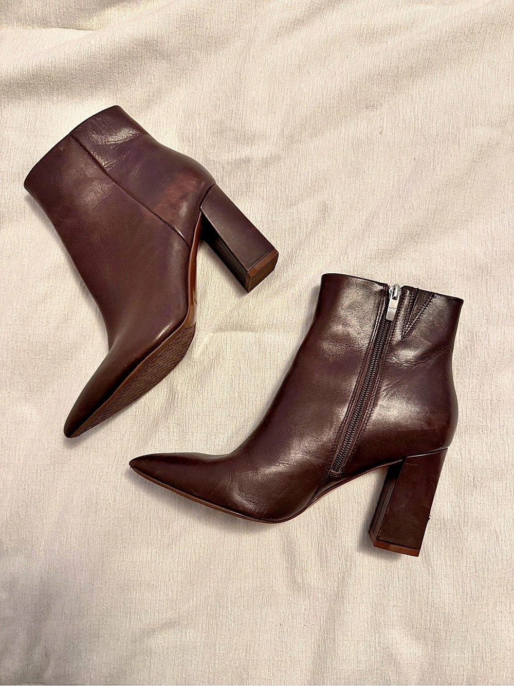 Marc Fisher Pointed-Toe Heeled Ankle Boots in Brown